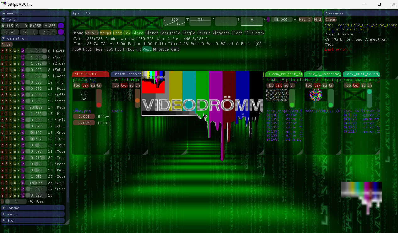 Cover image for videodromm - Cinder app to mix GLSL with Spout Output
