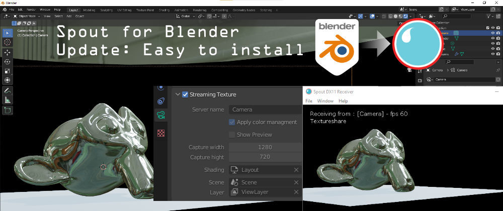 Cover image for Spout addon V3.0.0 for Blender 3.0.x (Update: Easy to install)