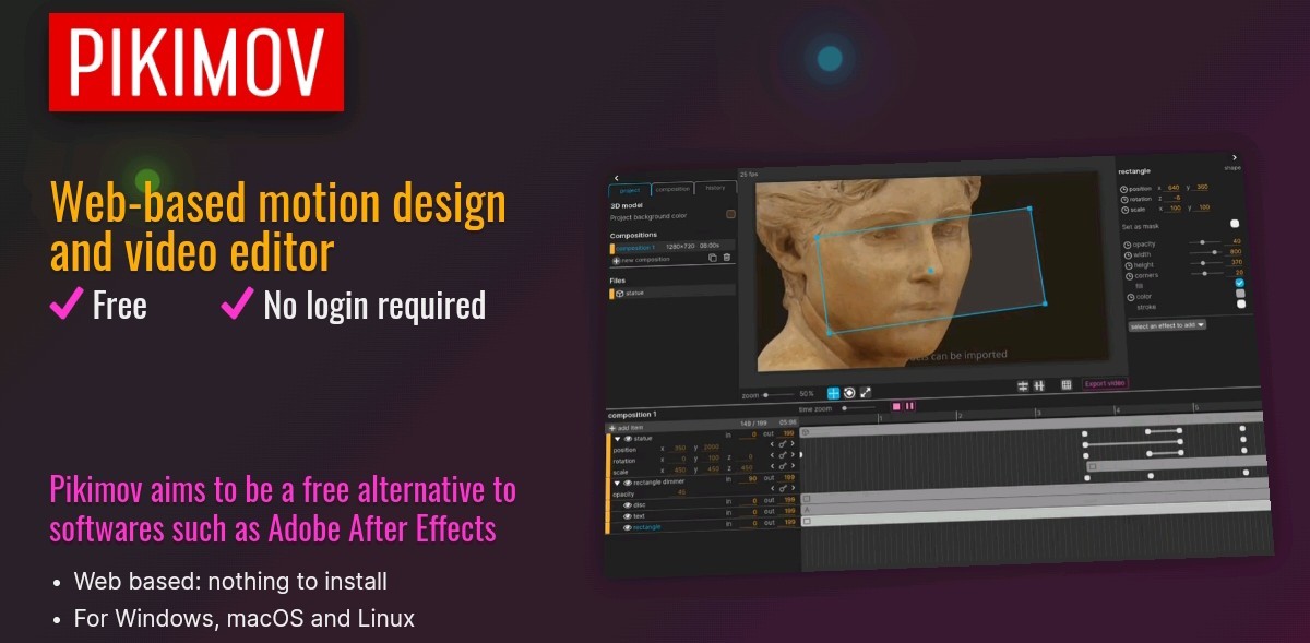 Cover image for PIKIMOV - web based motion design and video editor.