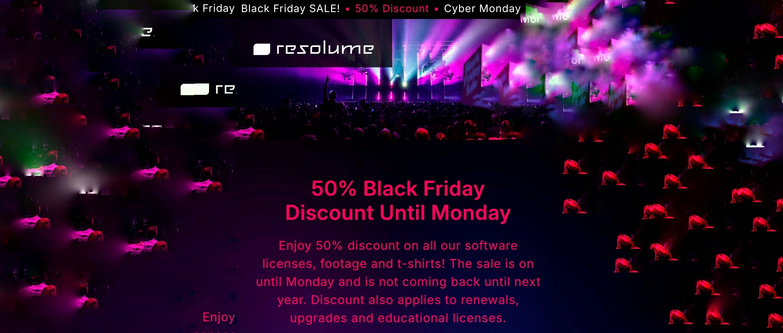 Cover image for resolume - 50% Black Friday
Discount 2024 is startet until Monday