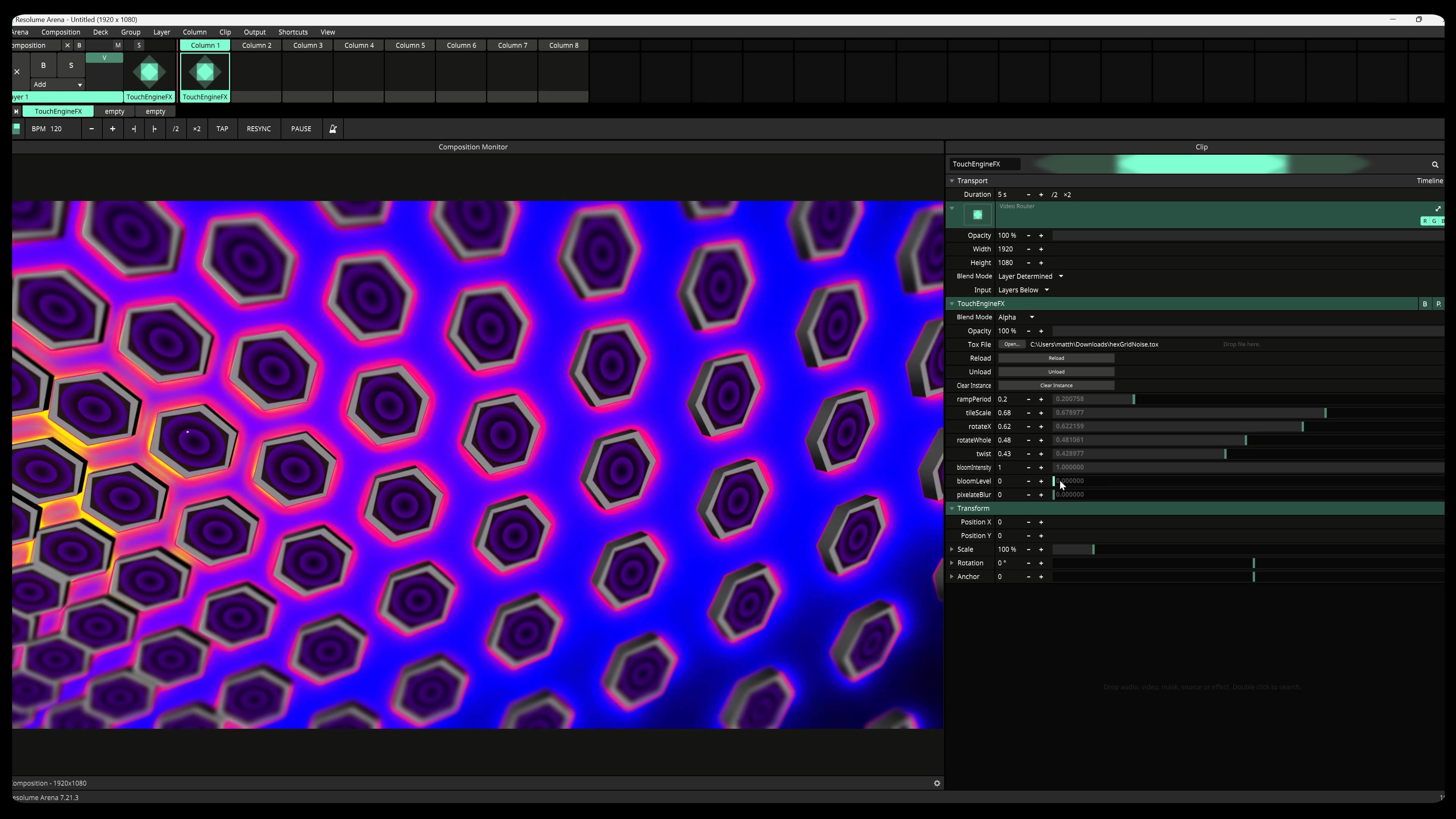 Cover image for Hex Tile Noise - FFGL TouchEngine TOX